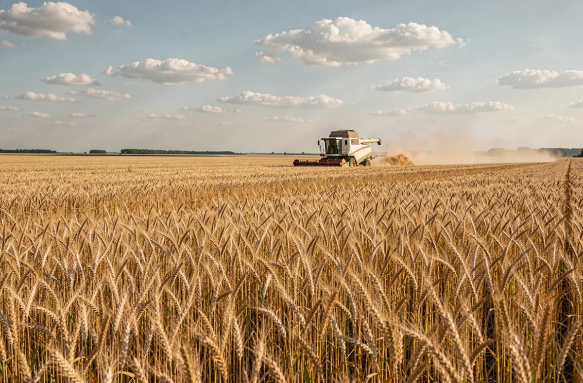 Immense champ de blé dans la plaine de la Beauce, symbole des grandes exploitations agricoles françaises en hectares