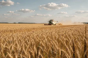 Immense champ de blé dans la plaine de la Beauce, symbole des grandes exploitations agricoles françaises en hectares