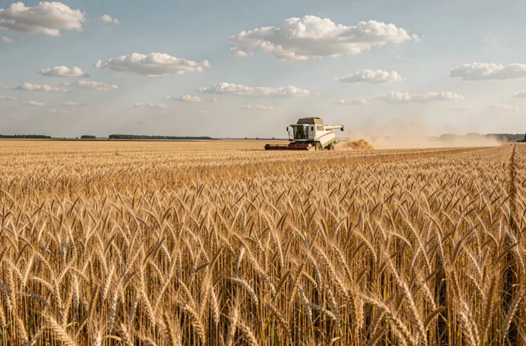 Immense champ de blé dans la plaine de la Beauce, symbole des grandes exploitations agricoles françaises en hectares